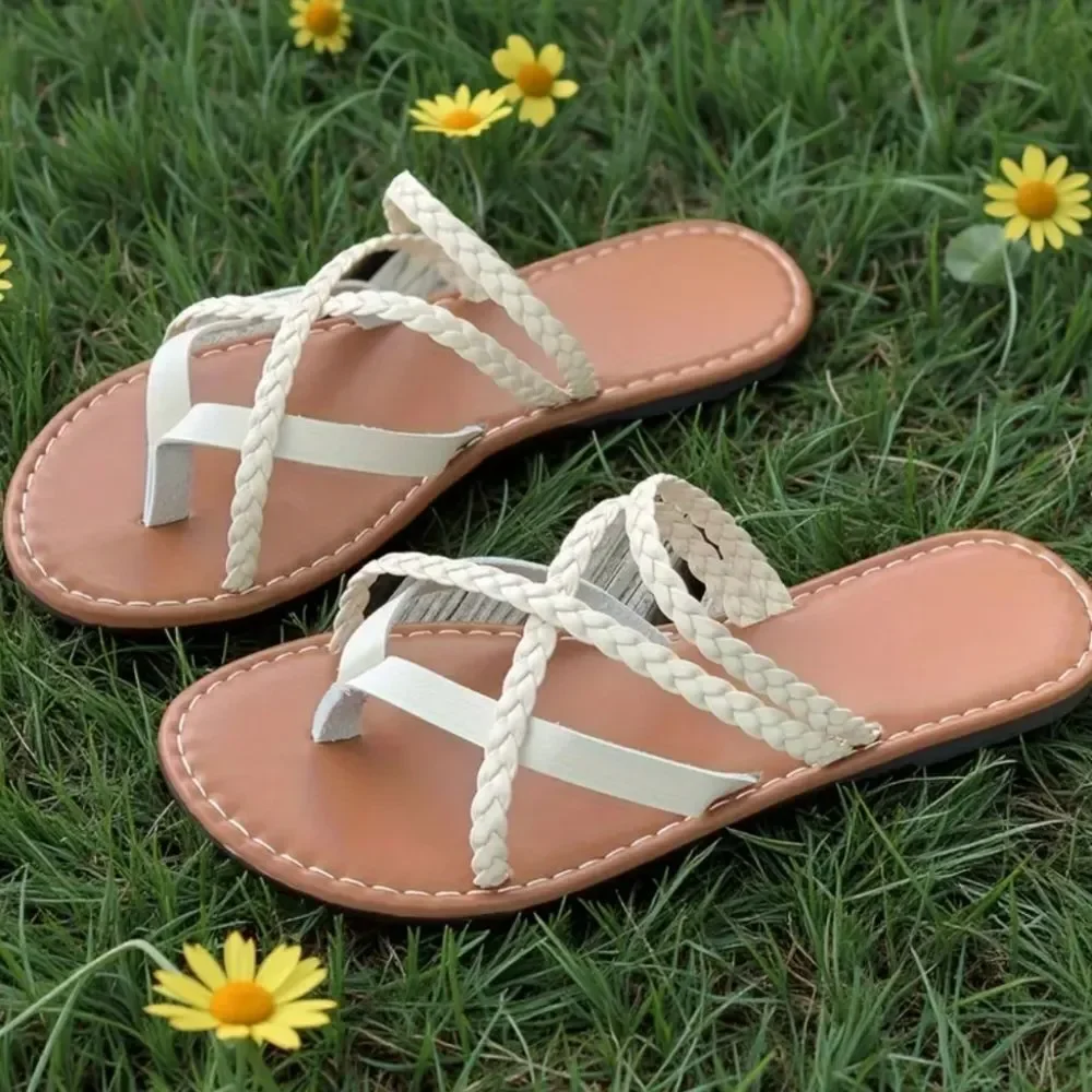 Braided White Sandals Sz 10